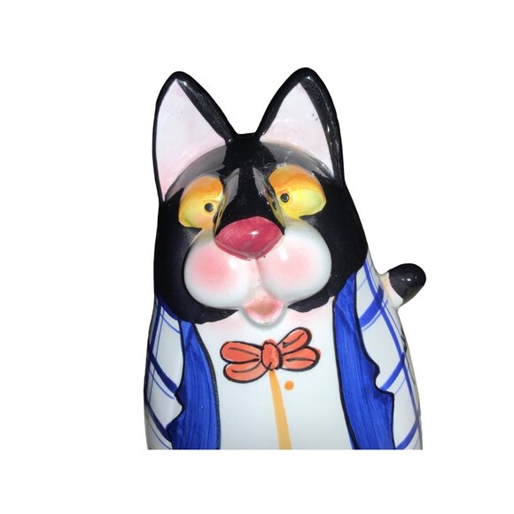 Cat Piggy Bank Decorative Anthropomorphic Ceramic - Picture 3 of 11